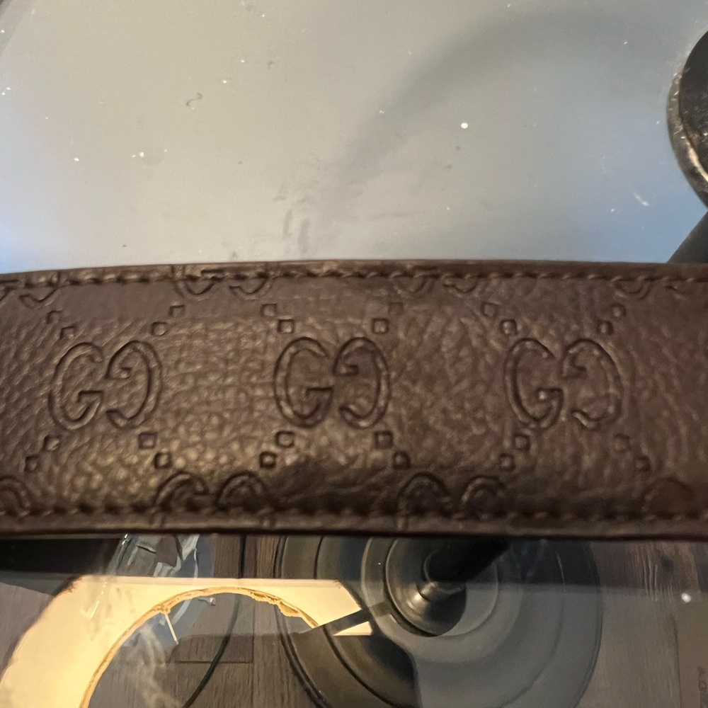 Gucci Brown Leather Belt with Silver Buckle - Picture 4 of 5